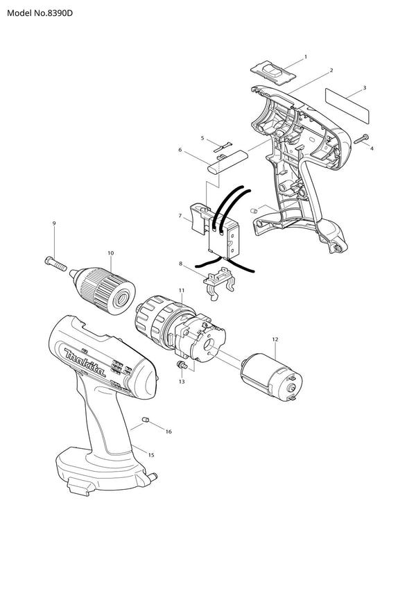 Vue éclatée Makita 8390D - page 1