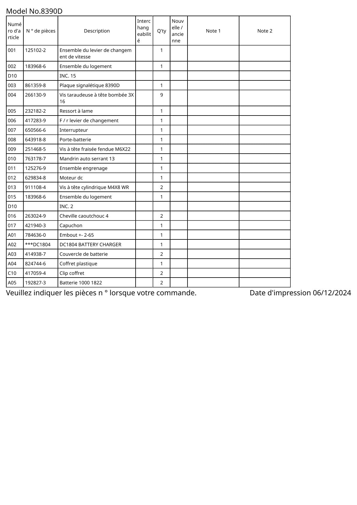 Vue éclatée Makita 8390D - page 2