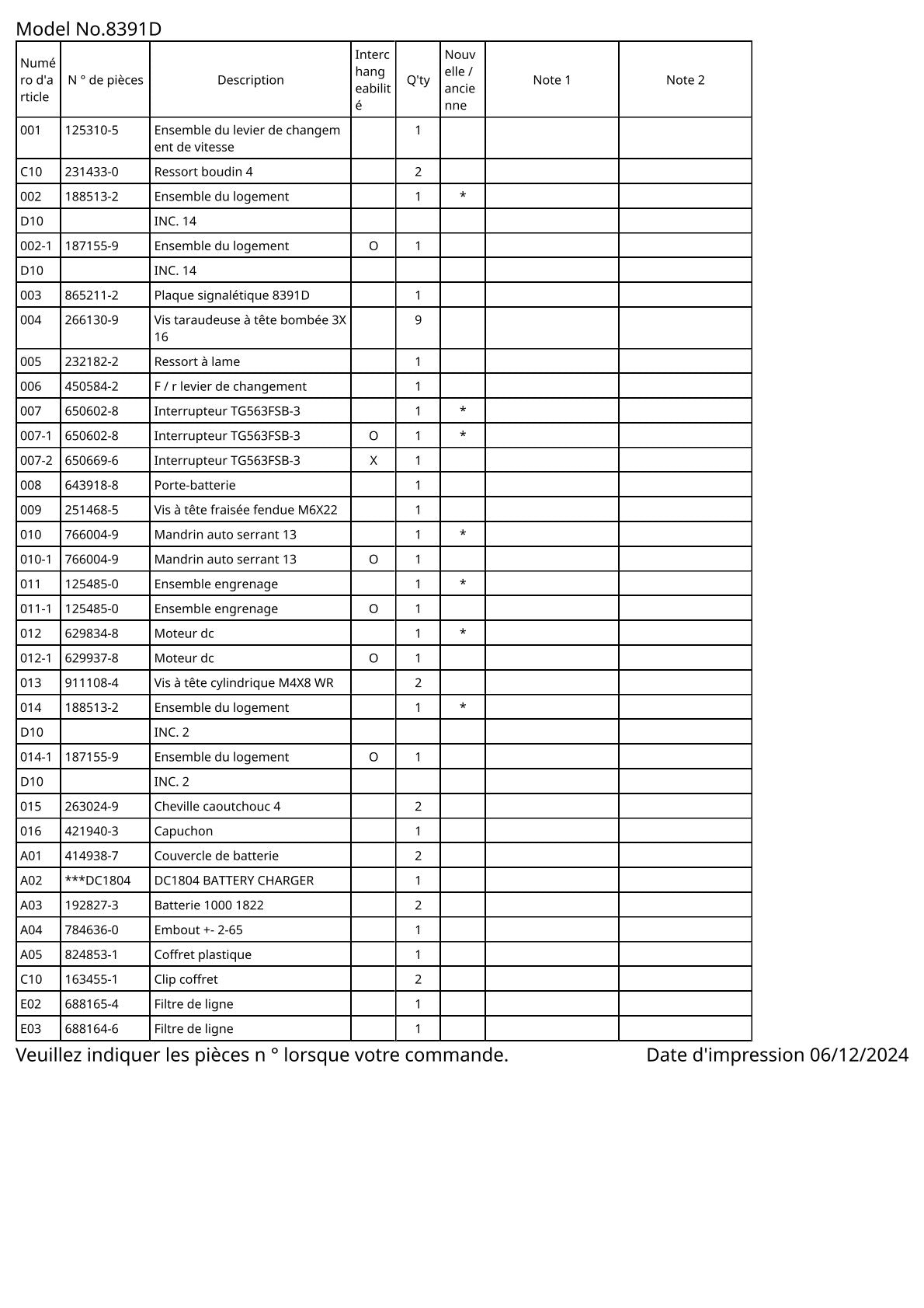 Vue éclatée Makita 8391D - page 2
