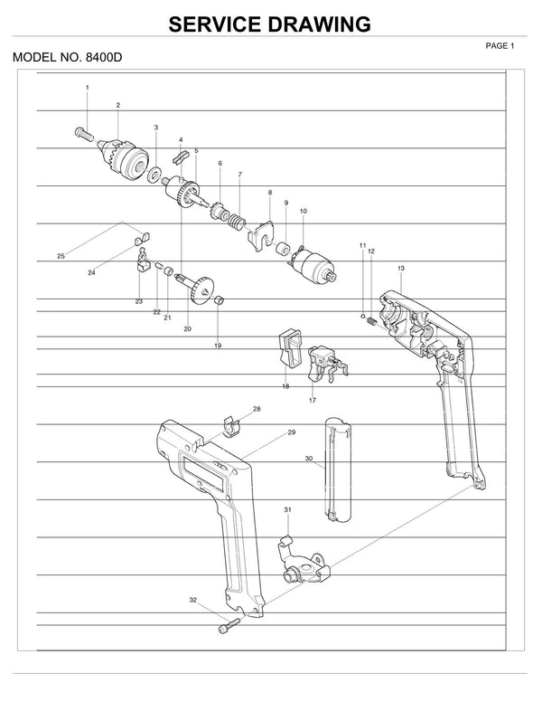 Vue éclatée Makita 8400D - page 1