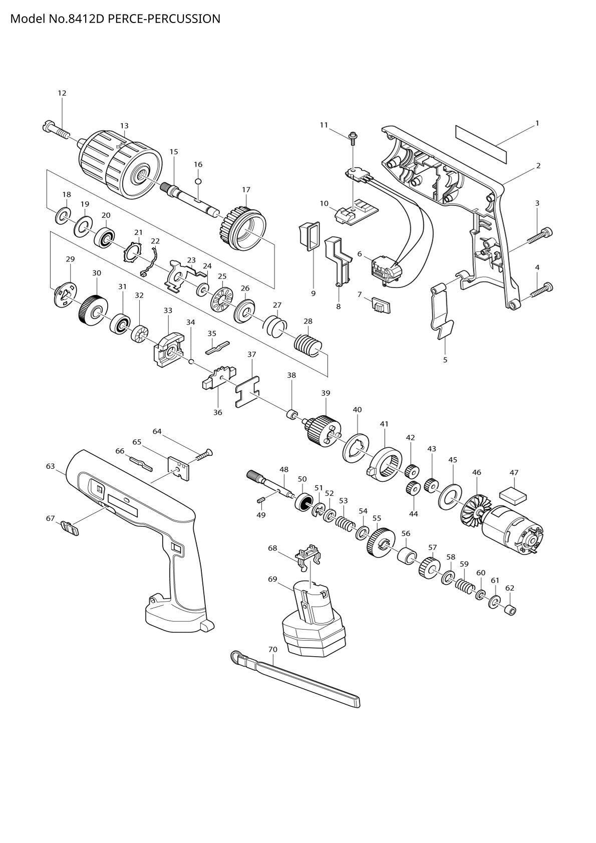 Vue éclatée Makita 8412D - page 1