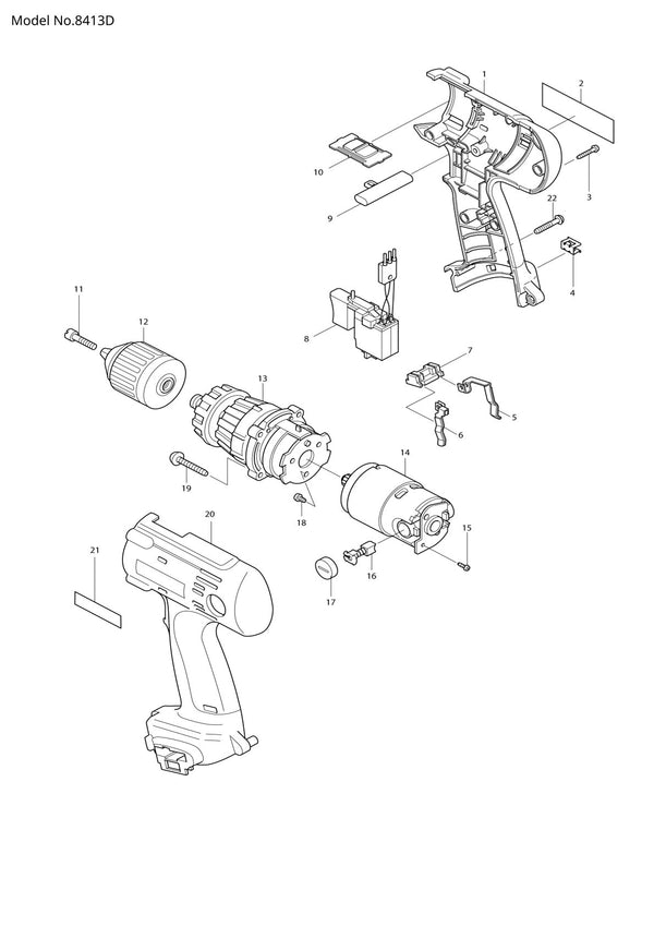 Vue éclatée Makita 8413D - page 1
