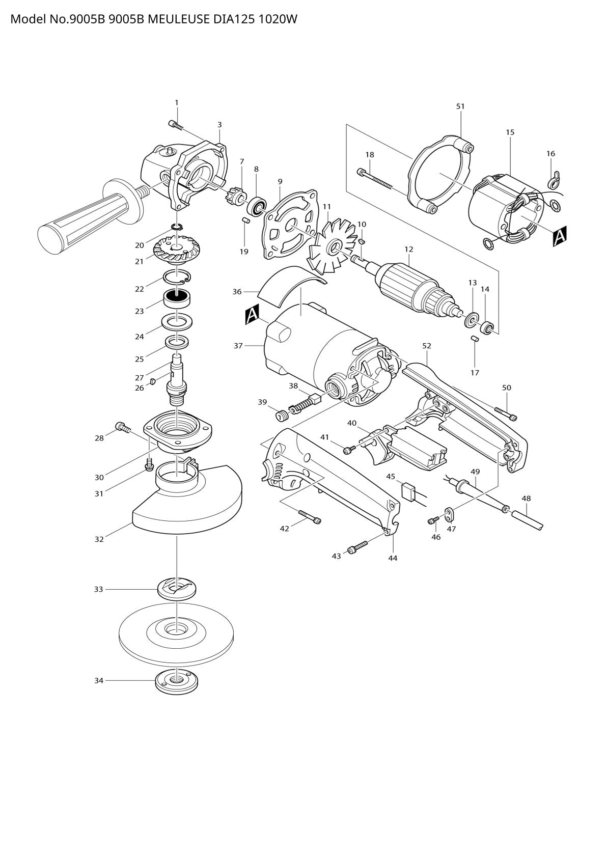 Vue éclatée Makita 9005B - page 1
