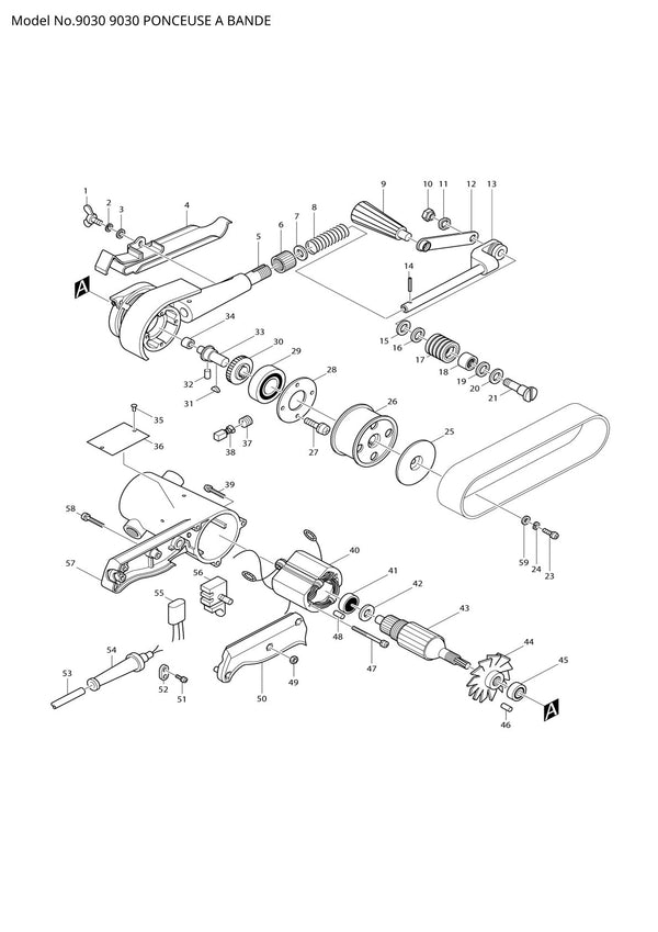 Vue éclatée Makita 9030 - page 1
