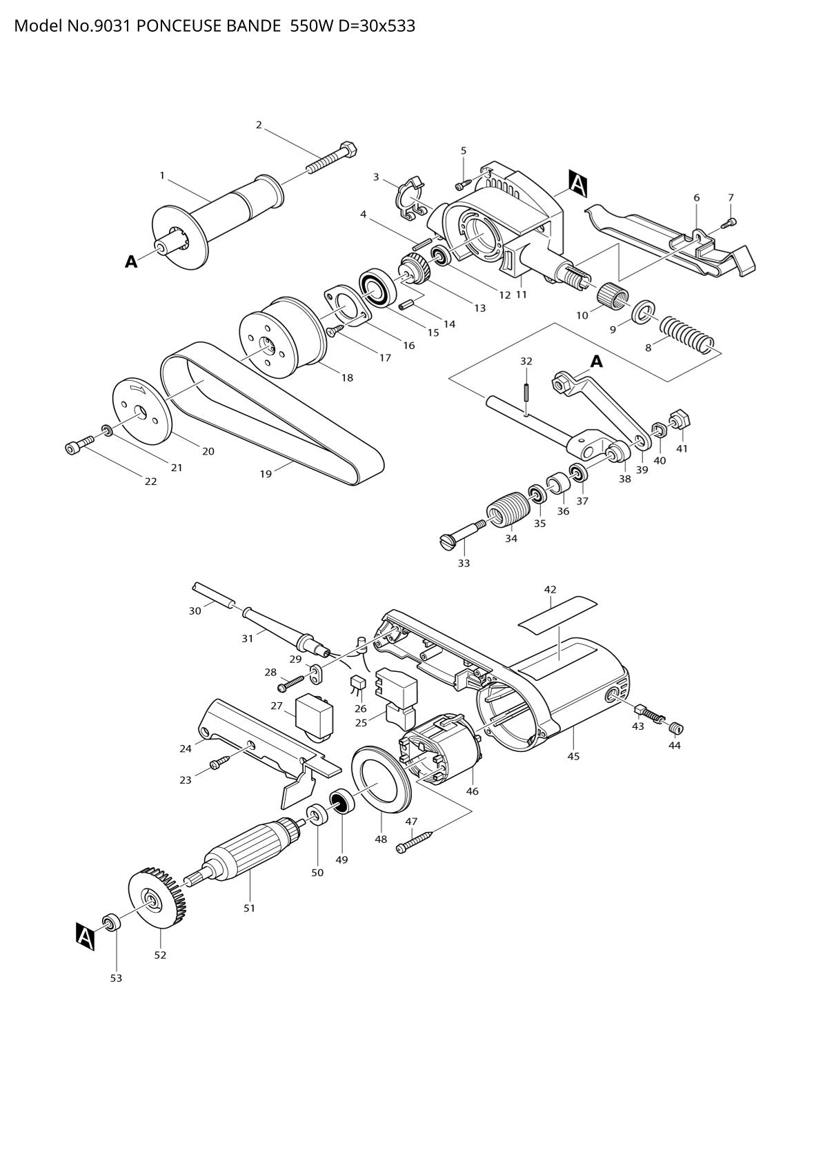 Vue éclatée Makita 9031 - page 1