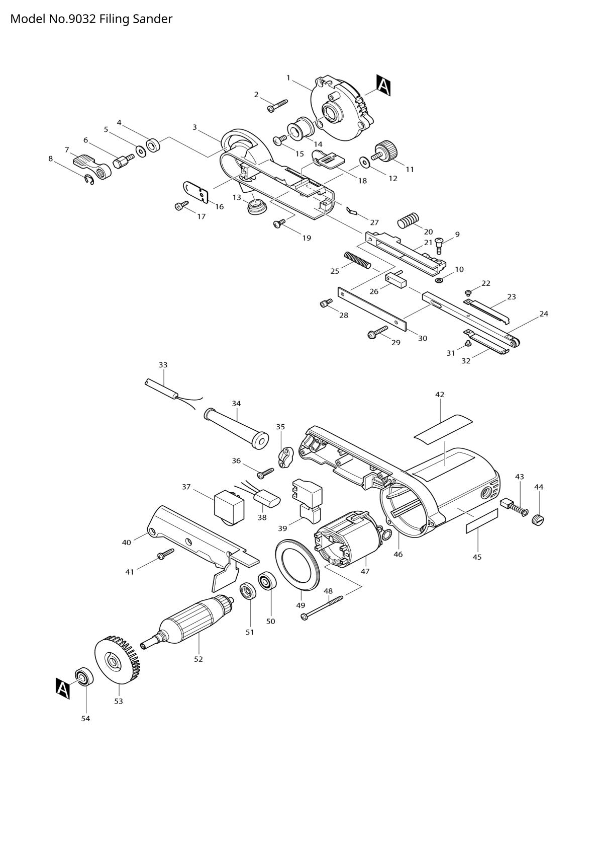Vue éclatée Makita 9032 - page 1