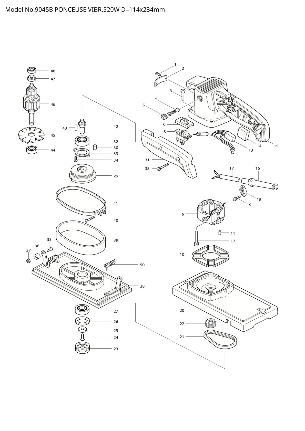 Vue éclatée Makita 9045B - page 1