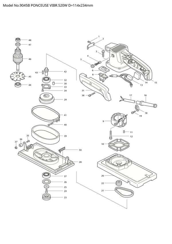 Vue éclatée Makita 9045B - page 1