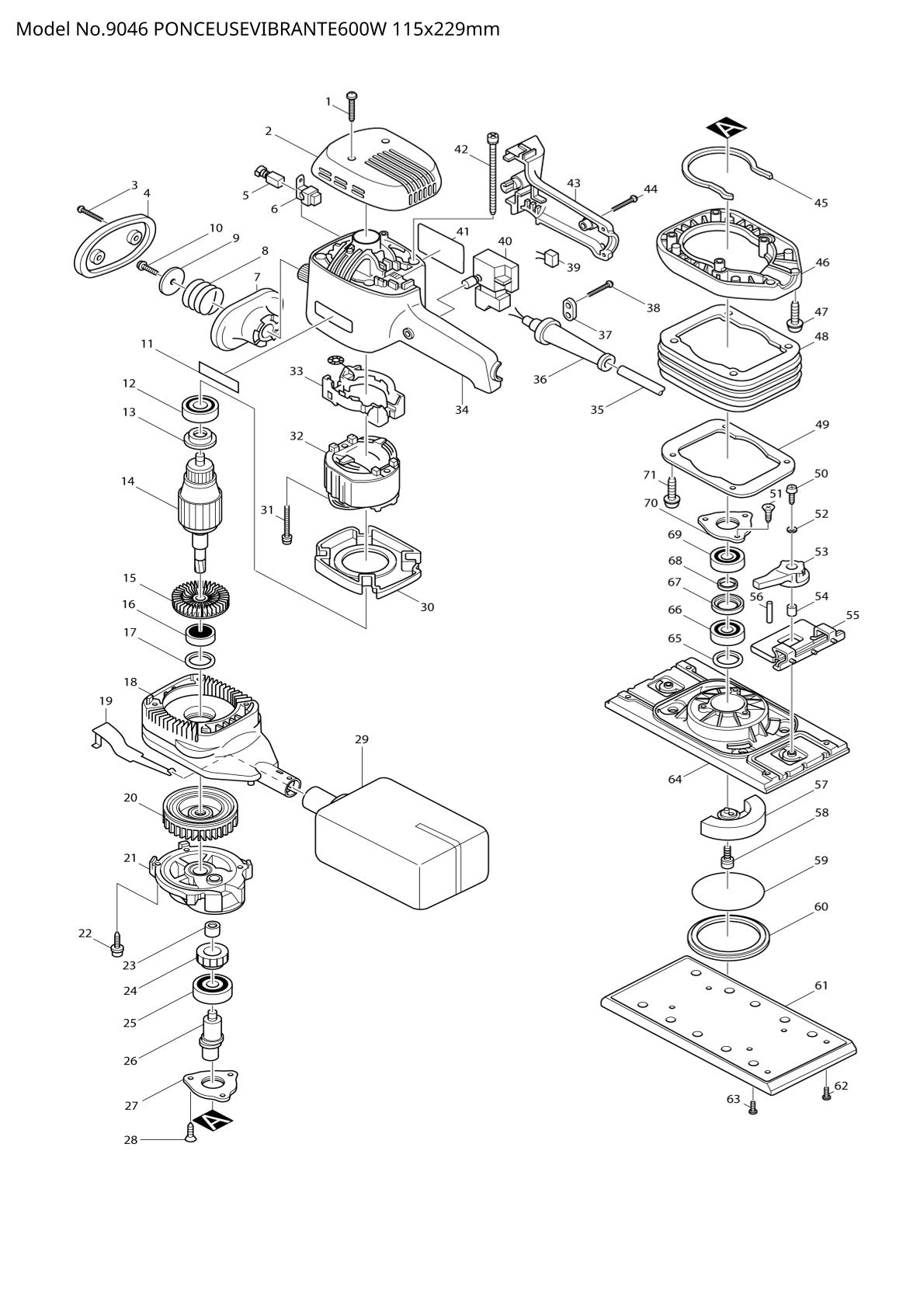 Vue éclatée Makita 9046 - page 1