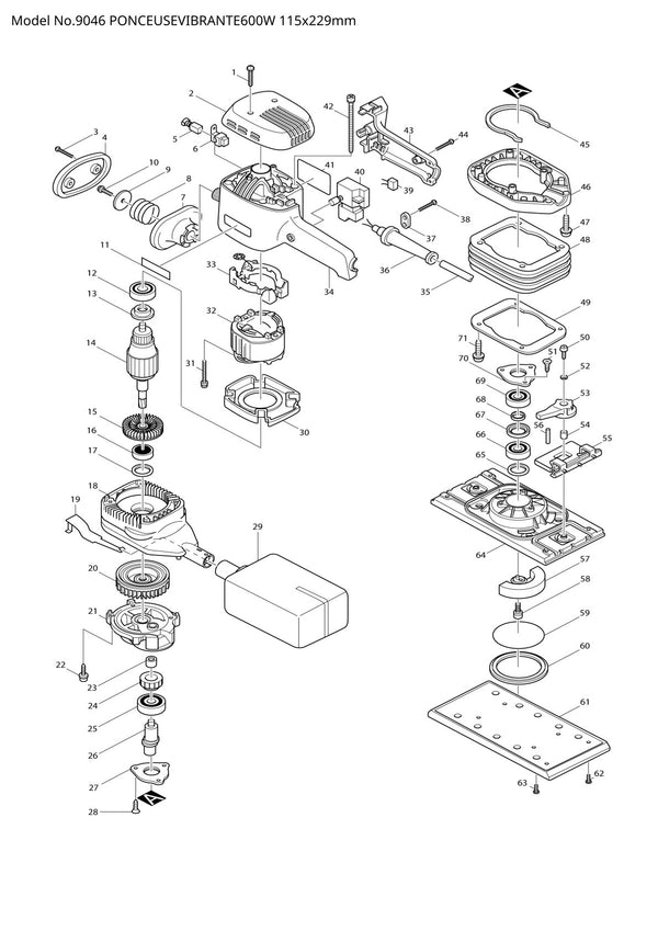 Vue éclatée Makita 9046 - page 1