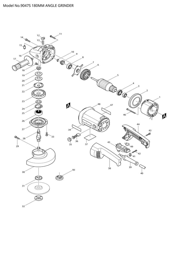 Vue éclatée Makita 9047S - page 1
