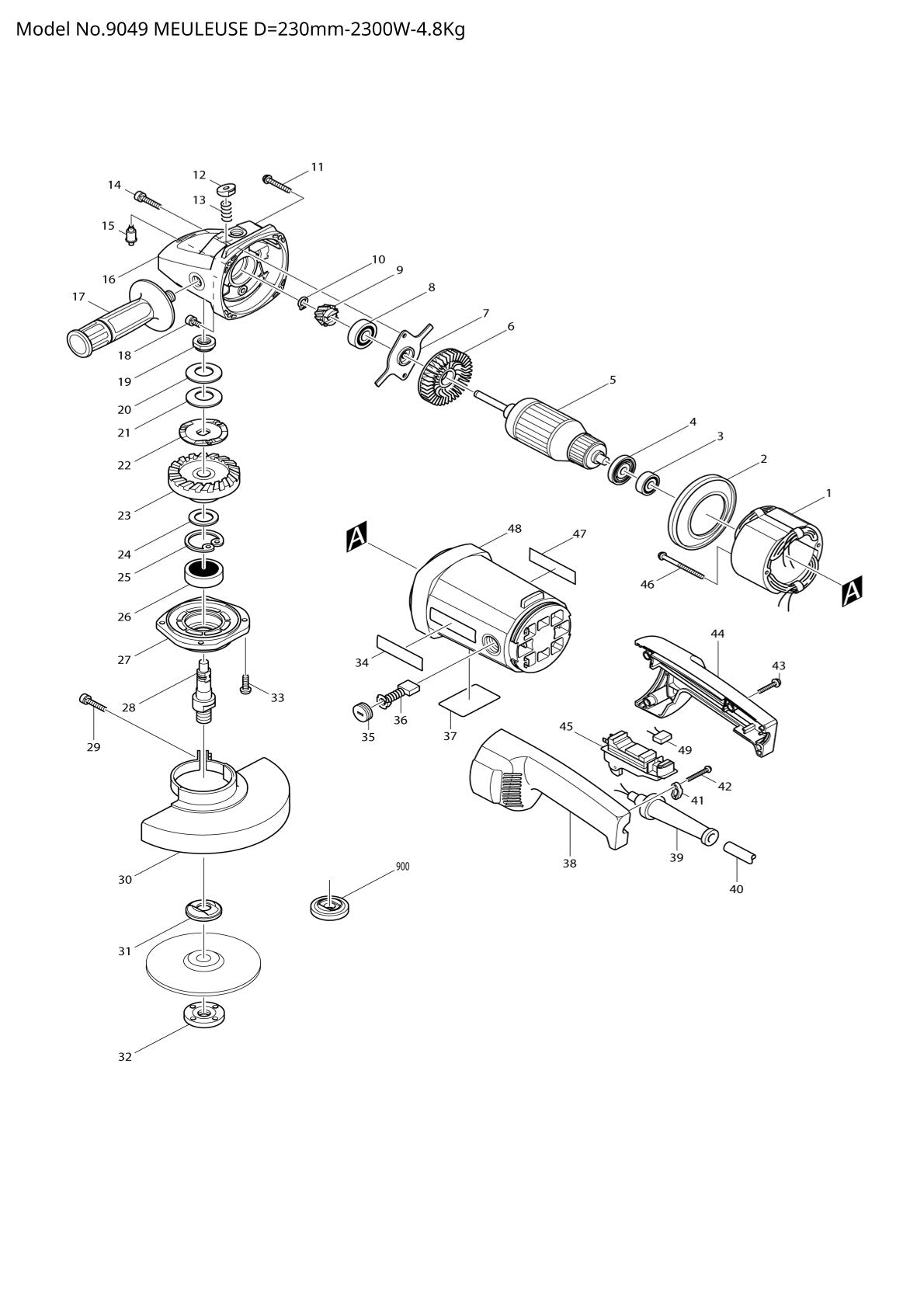 Vue éclatée Makita 9049 - page 1