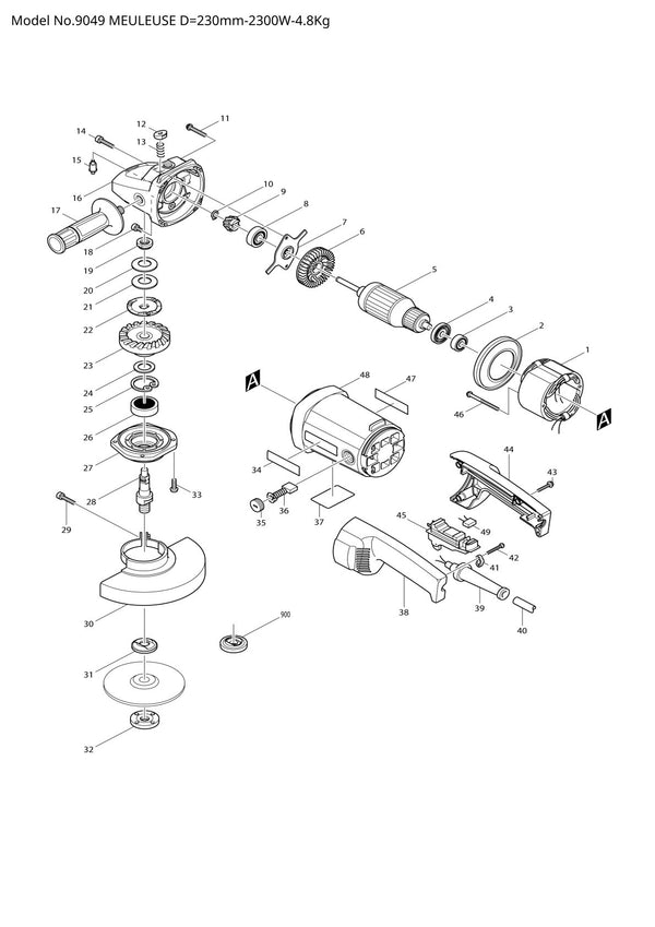 Vue éclatée Makita 9049 - page 1
