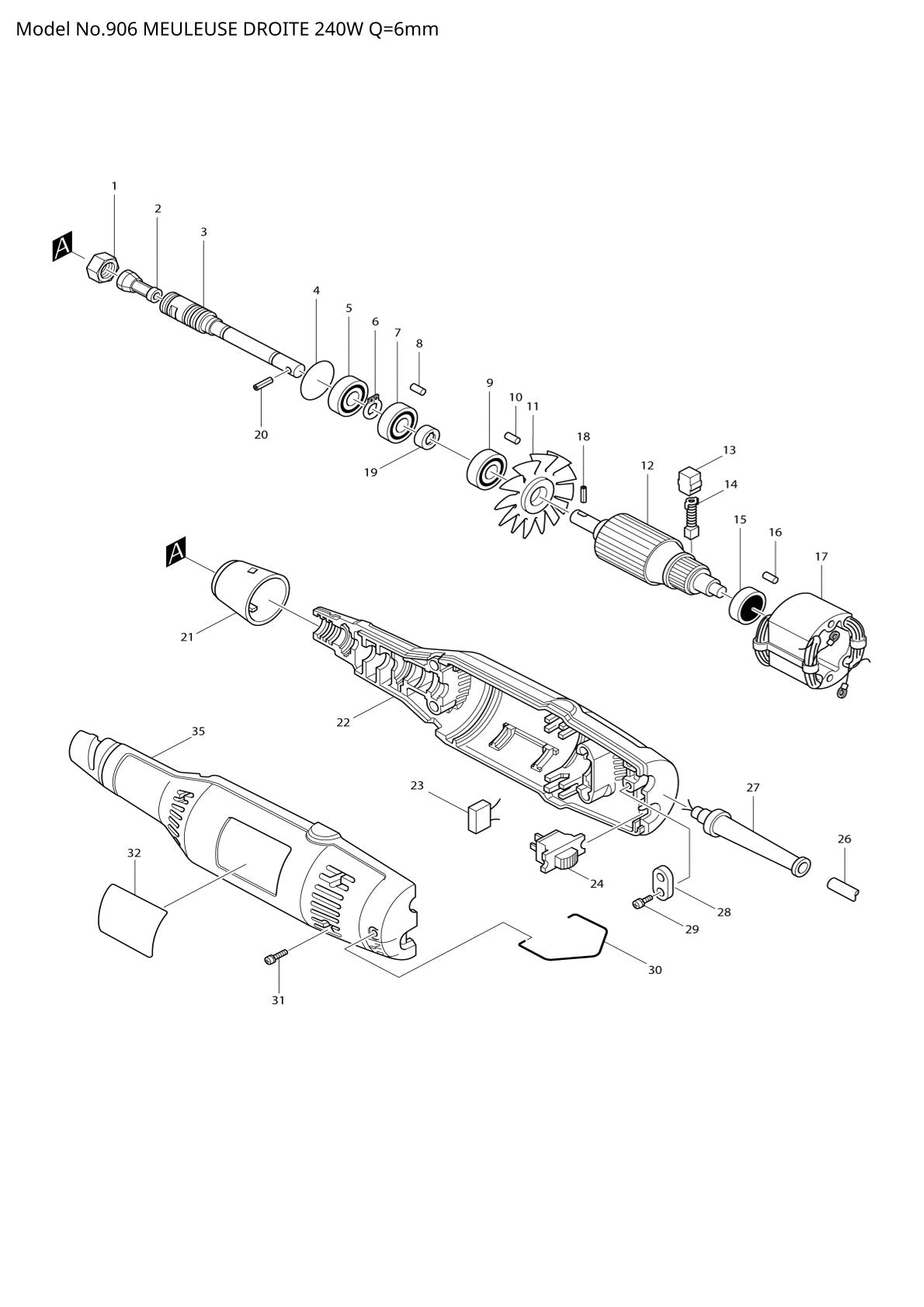 Vue éclatée Makita 906 - page 1