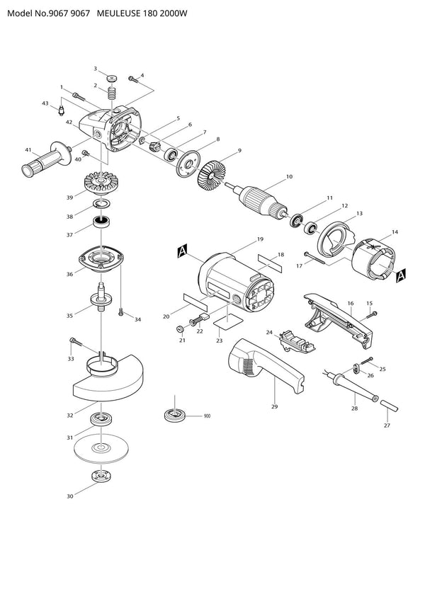 Vue éclatée Makita 9067 - page 1