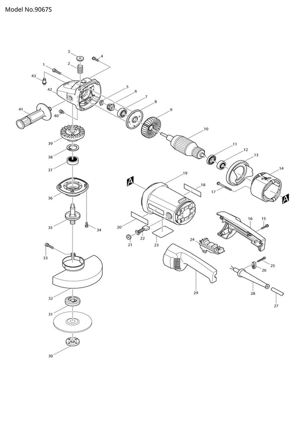 Vue éclatée Makita 9067S - page 1