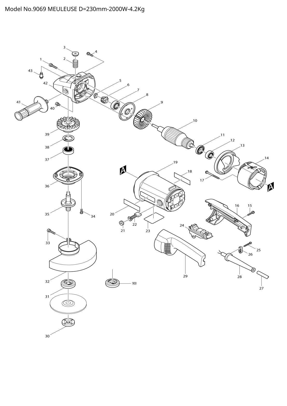 Vue éclatée Makita 9069 - page 1