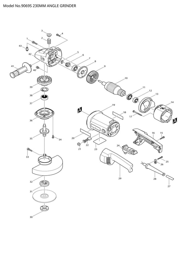 Vue éclatée Makita 9069S - page 1