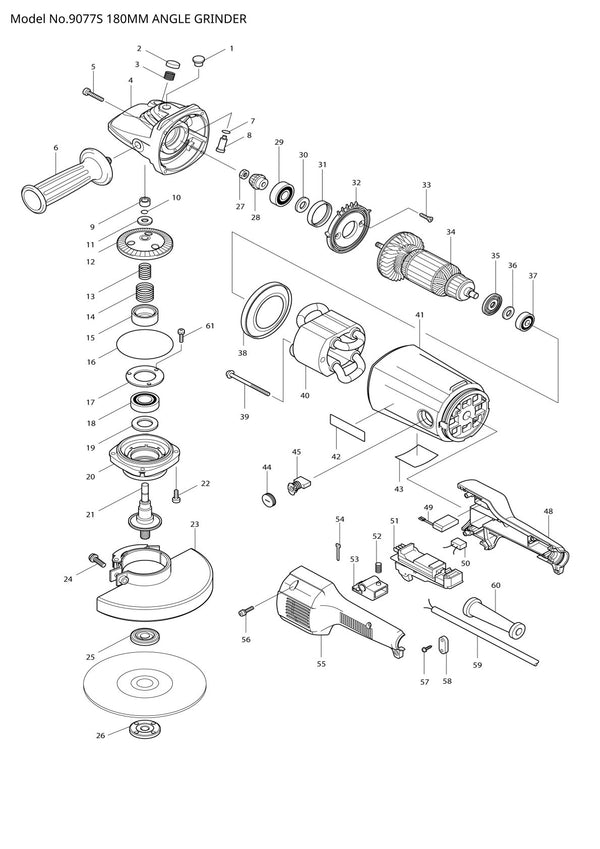 Vue éclatée Makita 9077S - page 1