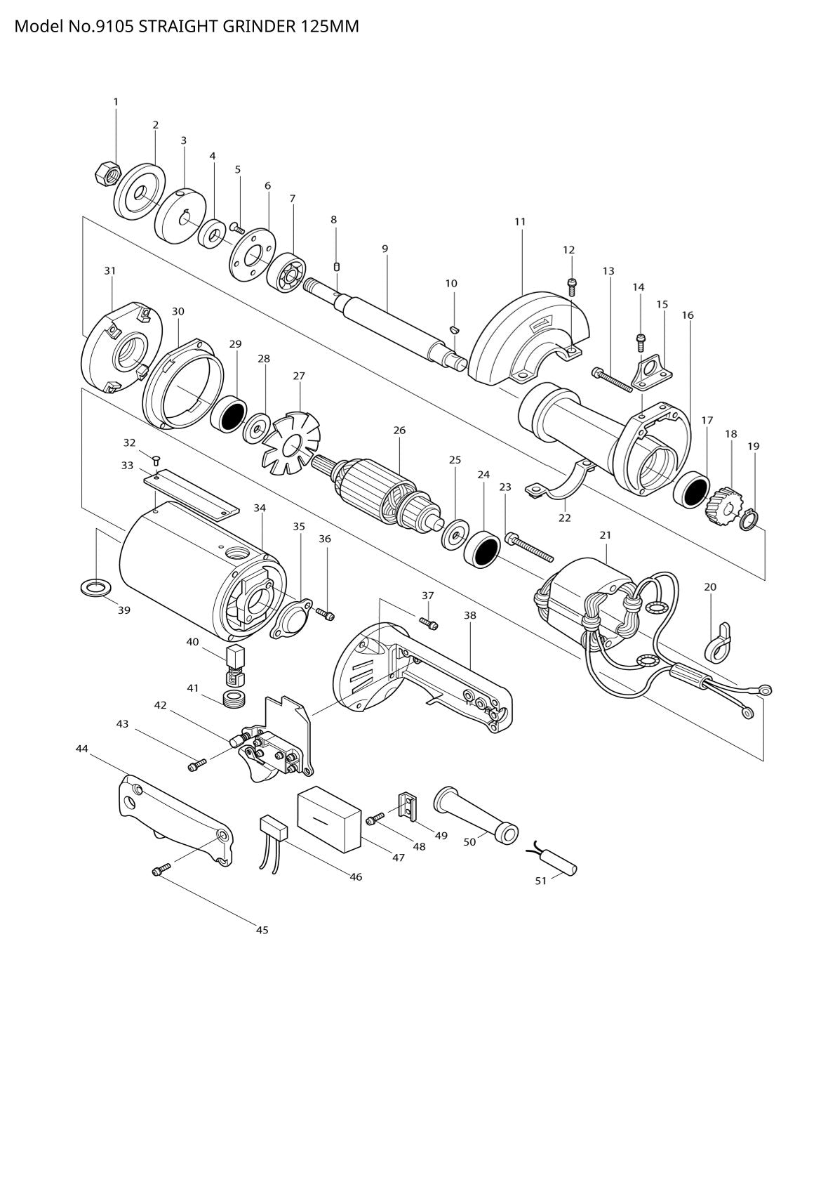 Vue éclatée Makita 9105 - page 1