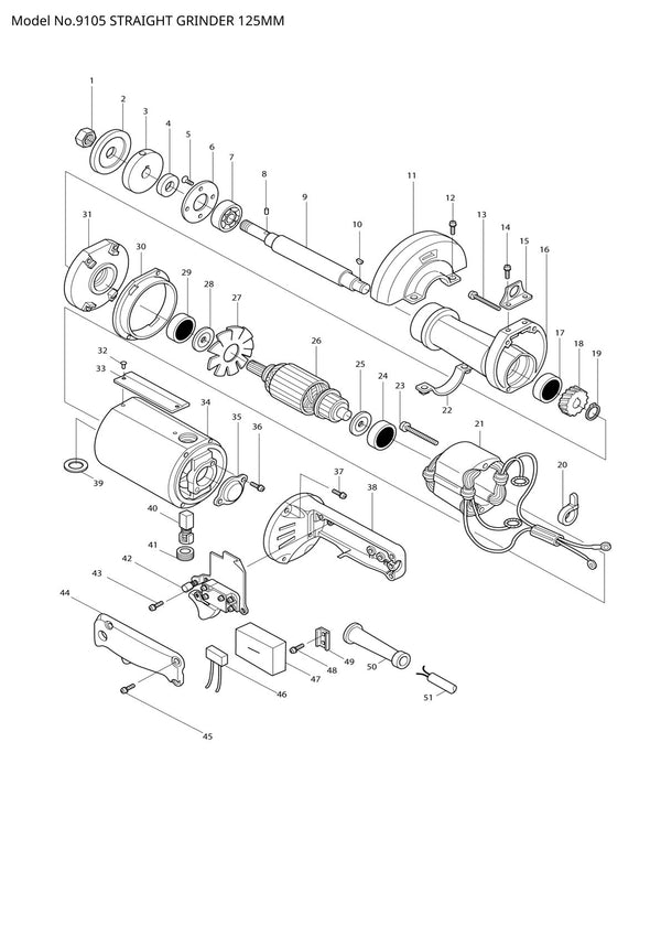 Vue éclatée Makita 9105 - page 1
