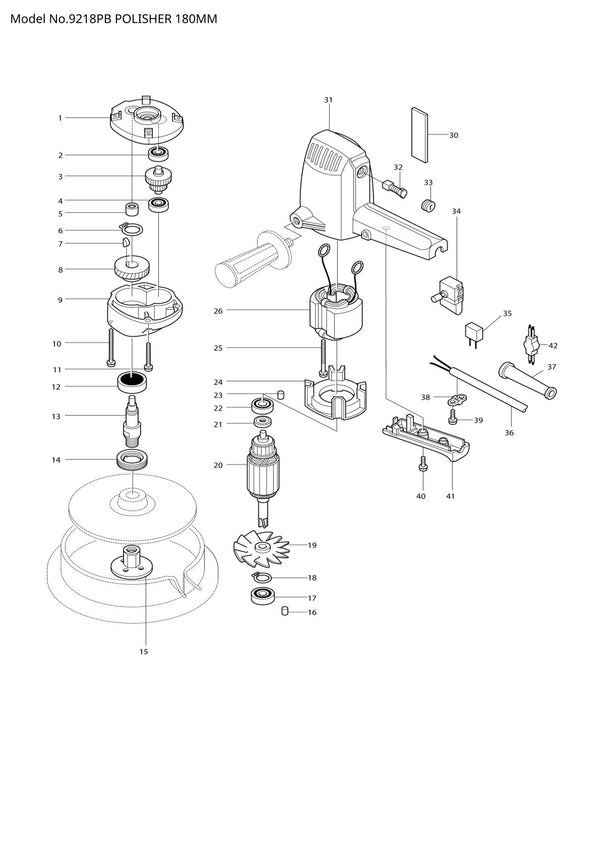 Vue éclatée Makita 9218PB - page 1
