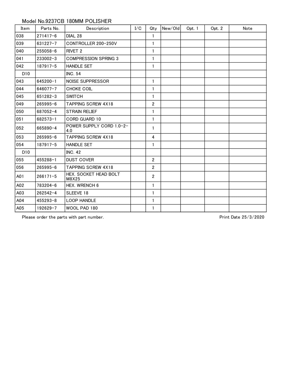 Vue éclatée Makita 9237C - page 3