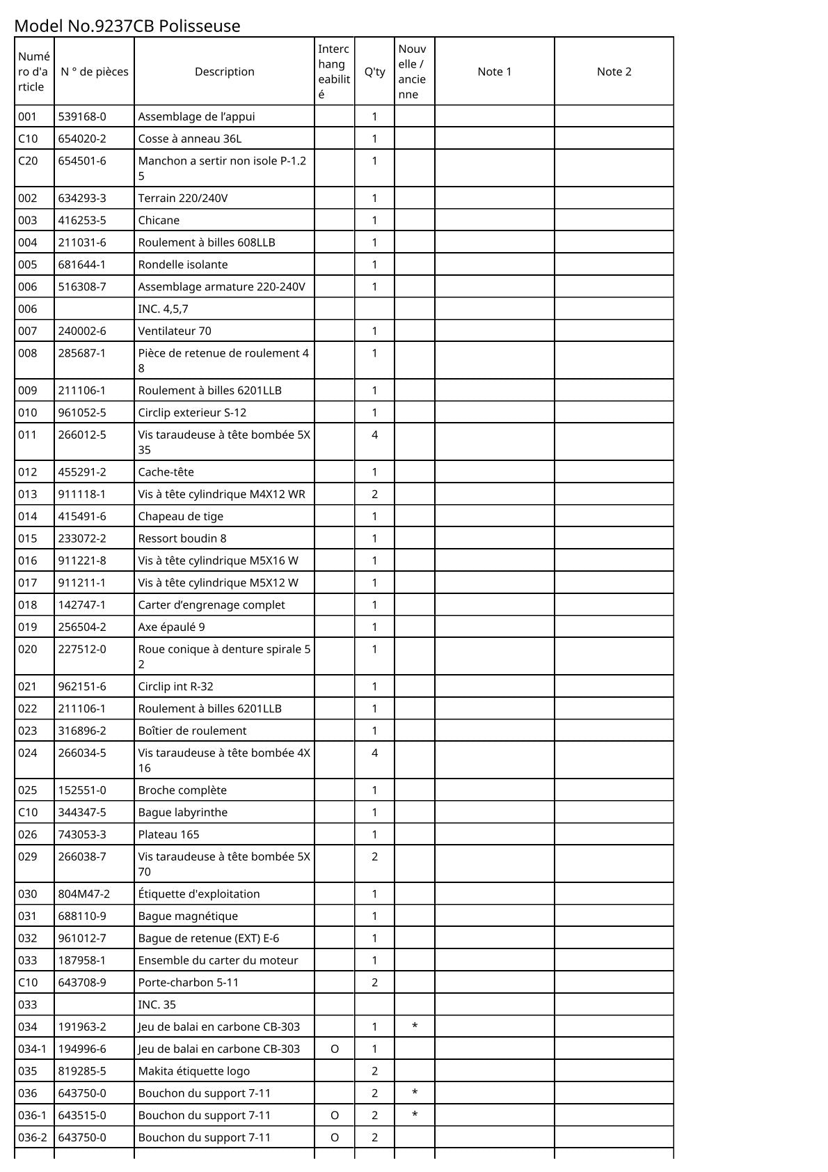 Vue éclatée Makita 9237CB - page 2