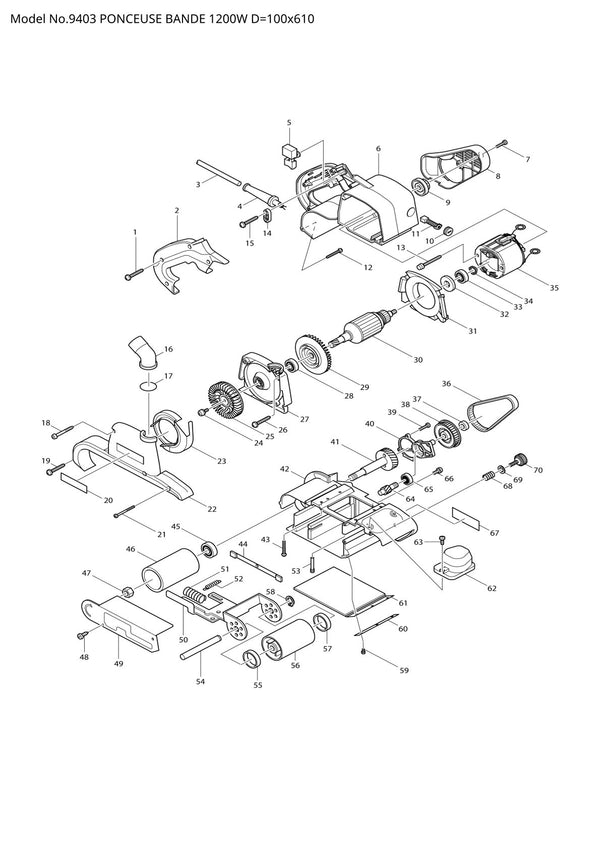 Vue éclatée Makita 9403 - page 1
