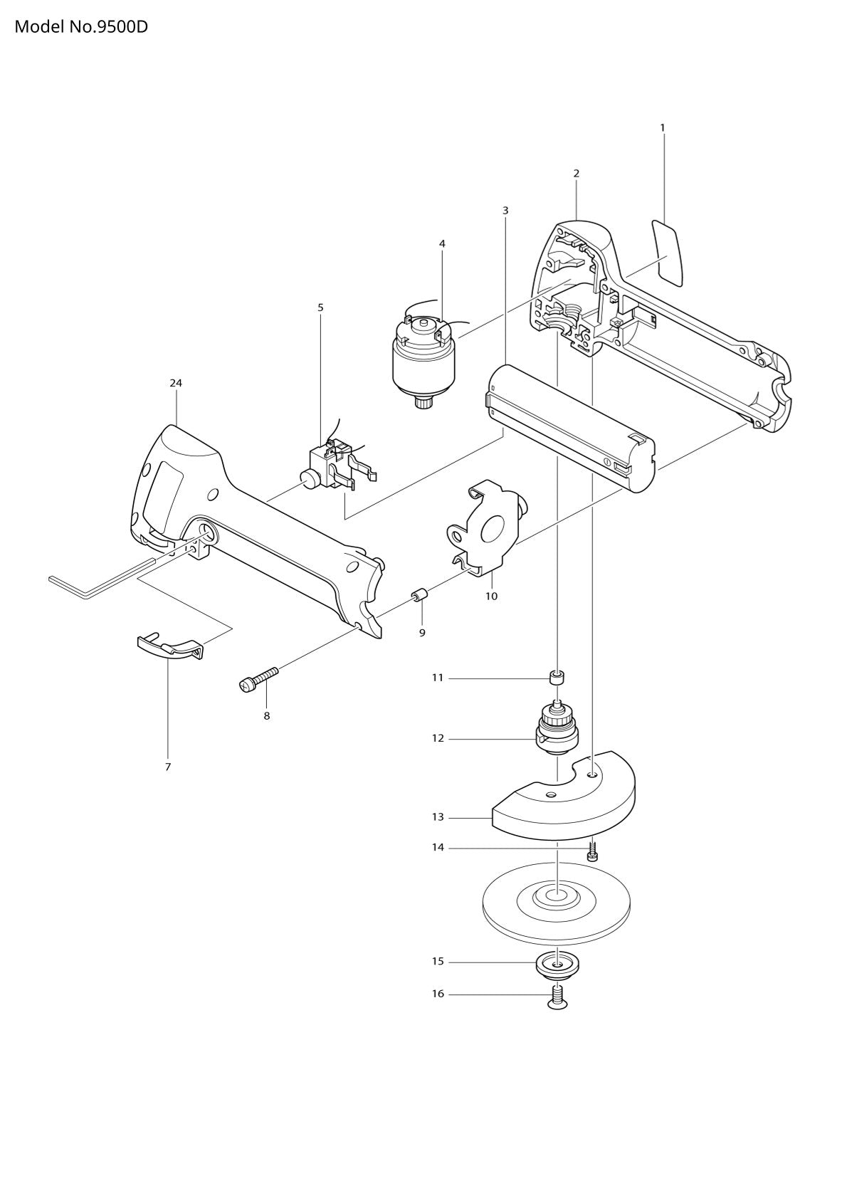 Vue éclatée Makita 9500D - page 1