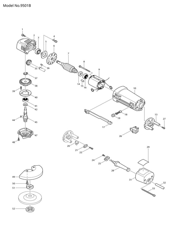 Vue éclatée Makita 9501B - page 1