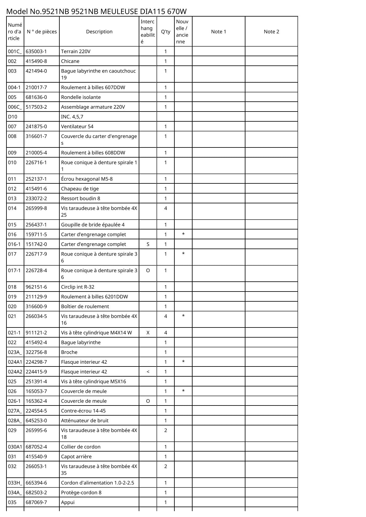Vue éclatée Makita 9521NB - page 2