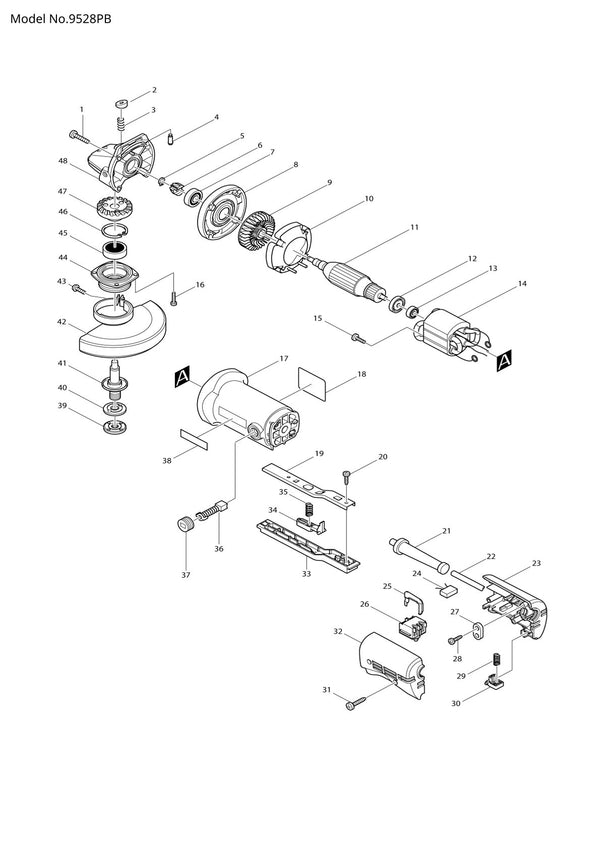 Vue éclatée Makita 9528PB - page 1