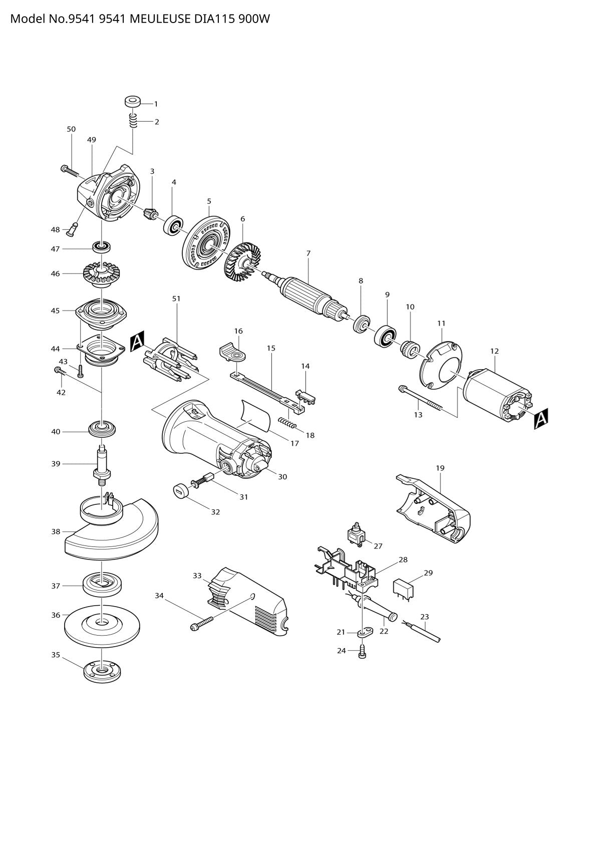 Vue éclatée Makita 9541 - page 1
