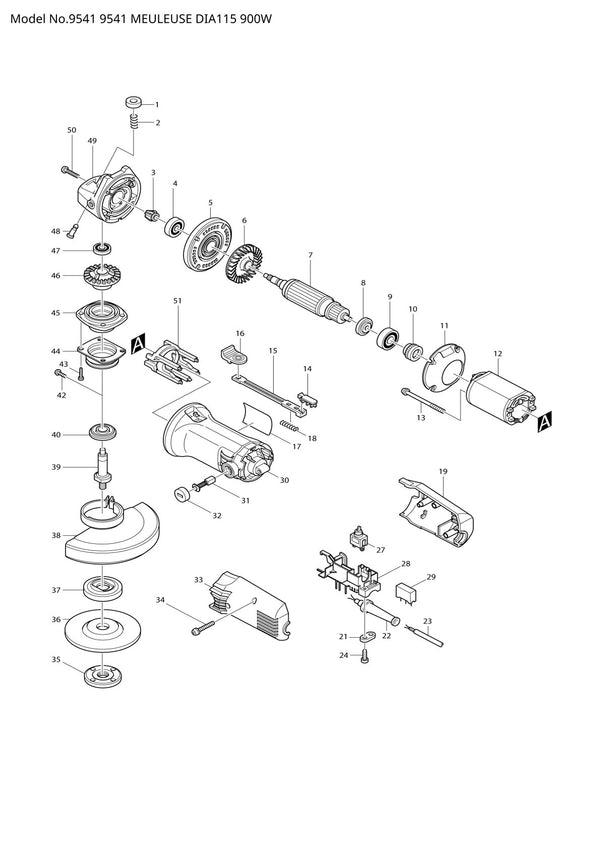 Vue éclatée Makita 9541 - page 1