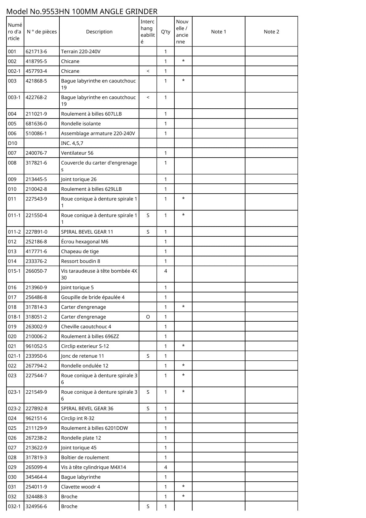 Vue éclatée Makita 9553HN - page 2