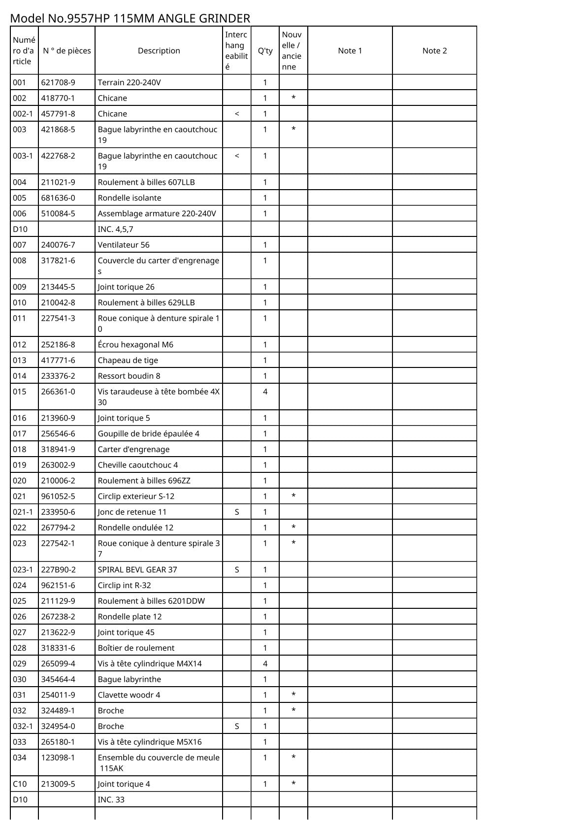 Vue éclatée Makita 9557HP - page 2