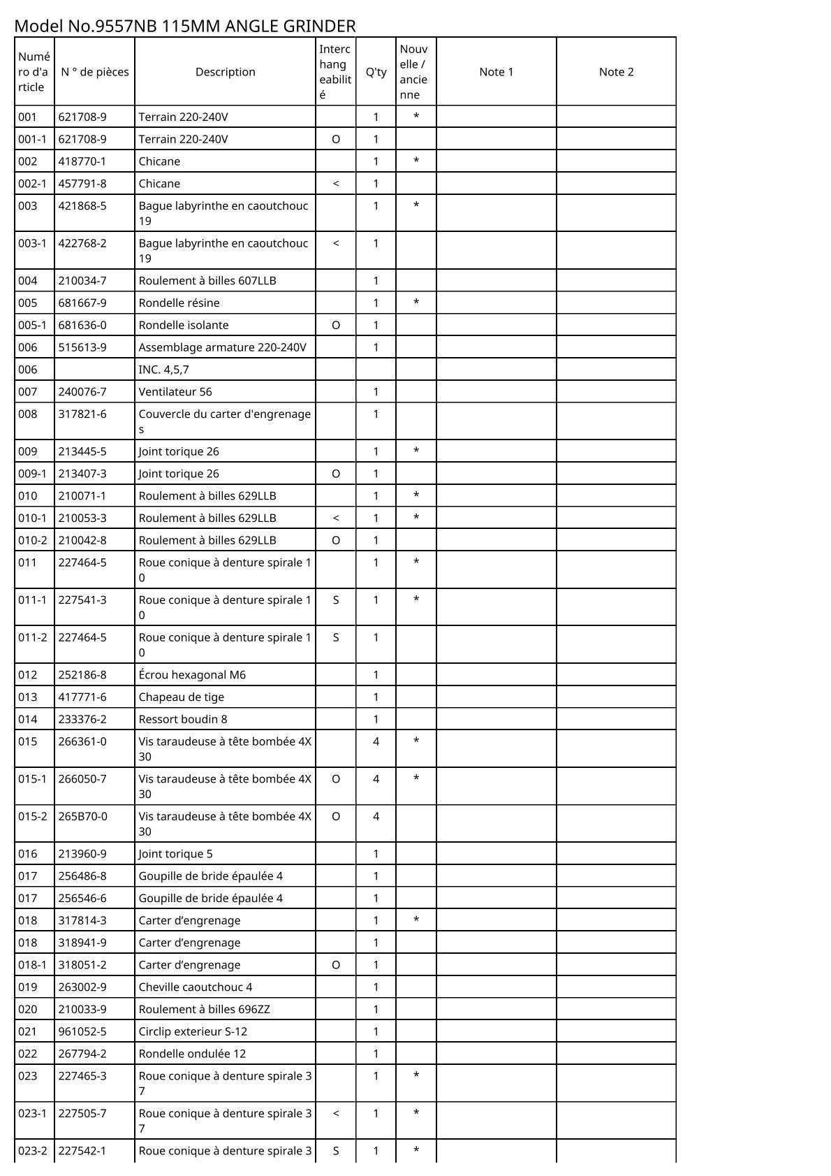 Vue éclatée Makita 9557NB - page 2