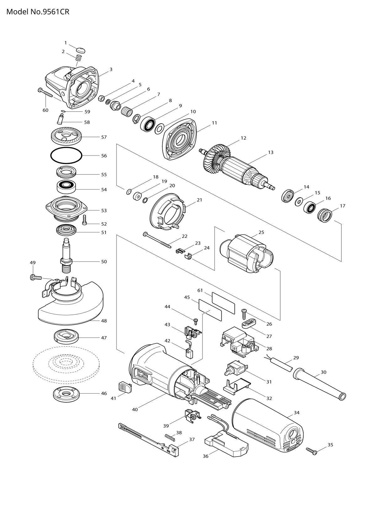 Vue éclatée Makita 9561CR - page 1