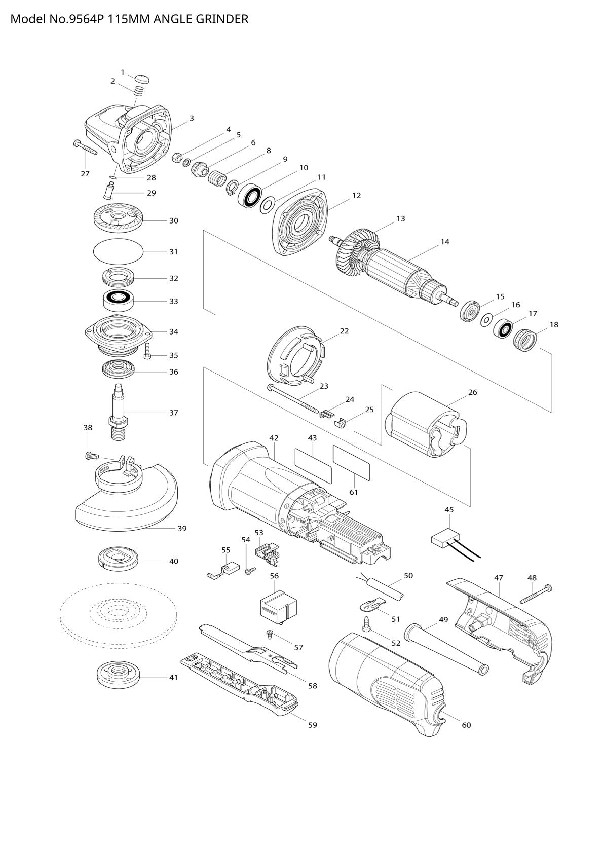 Vue éclatée Makita 9564P - page 1