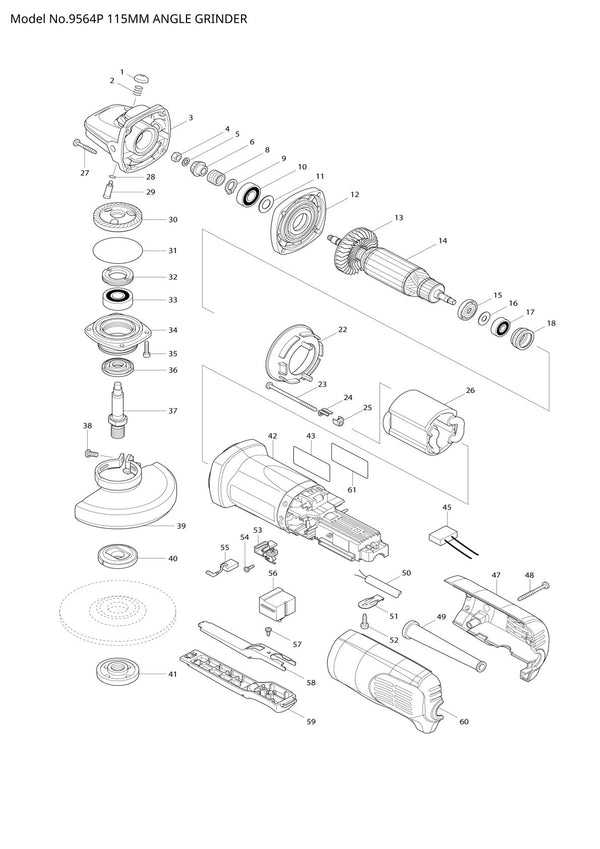 Vue éclatée Makita 9564P - page 1