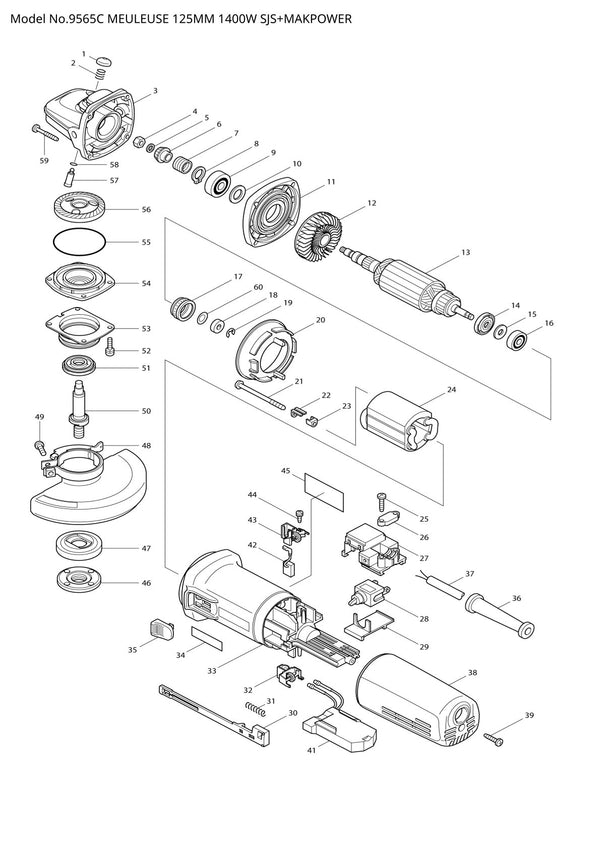 Vue éclatée Makita 9565C - page 1