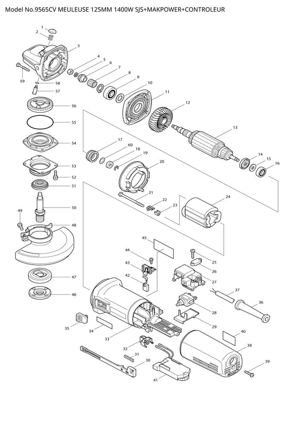 Vue éclatée Makita 9565CV - page 1