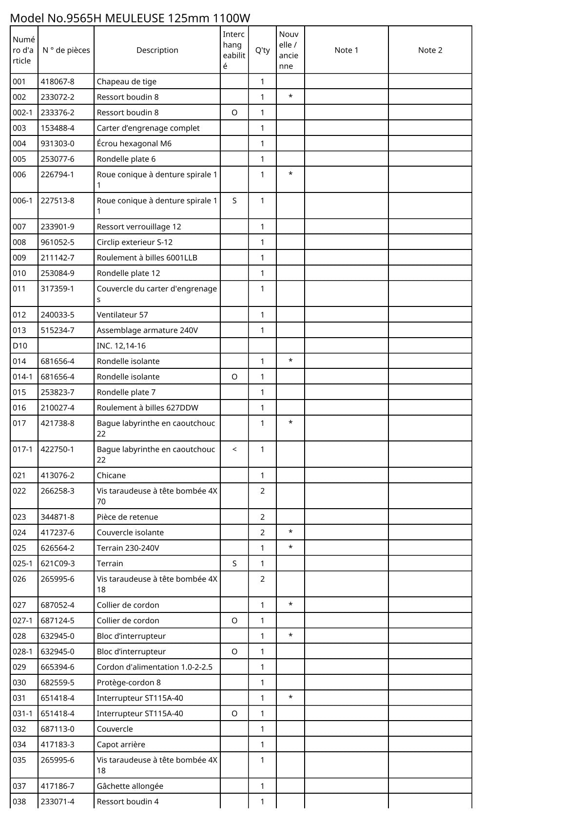 Vue éclatée Makita 9565H - page 2