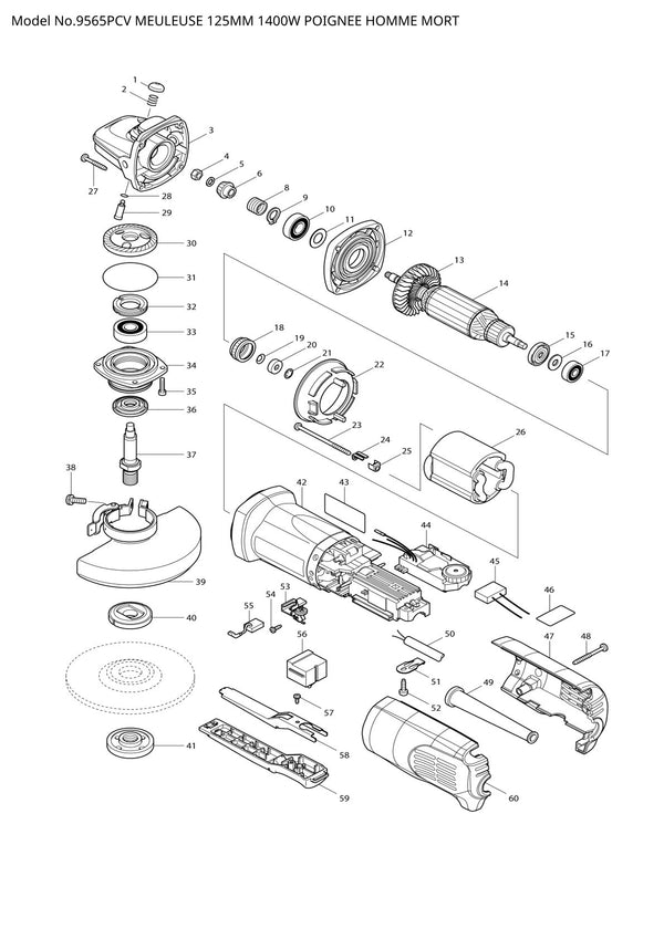 Vue éclatée Makita 9565PCV - page 1