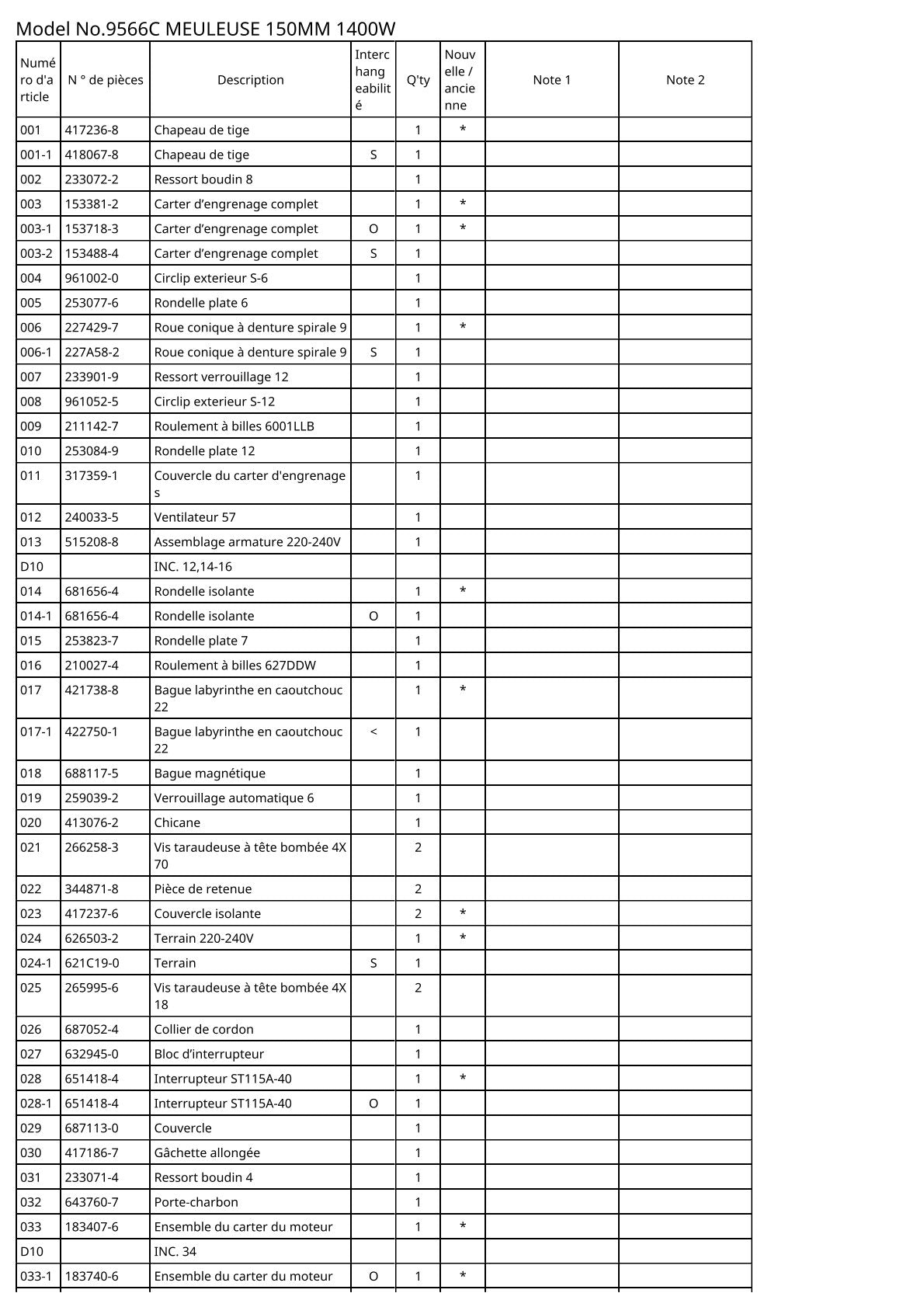 Vue éclatée Makita 9566C - page 2