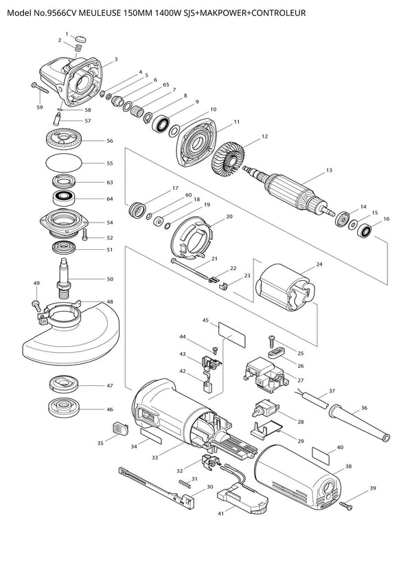 Vue éclatée Makita 9566CV - page 1