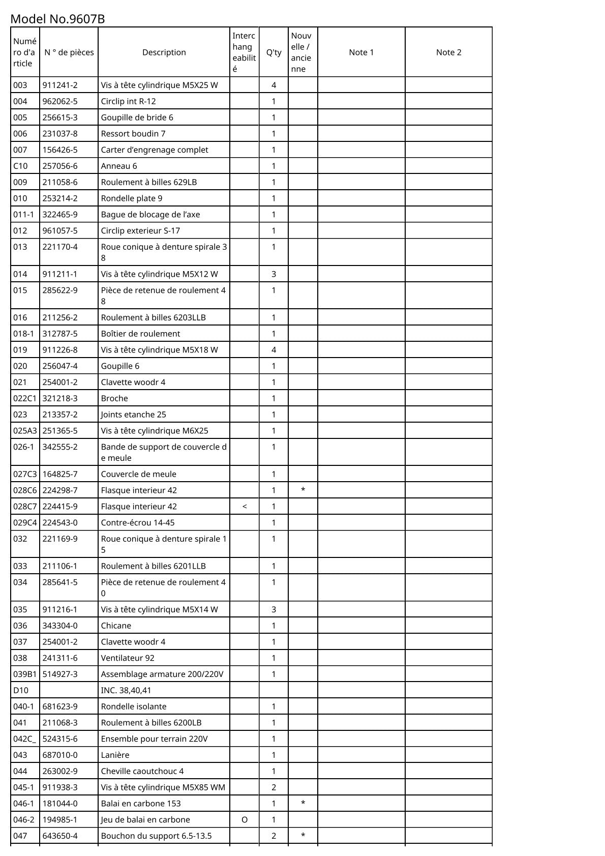 Vue éclatée Makita 9607B - page 2