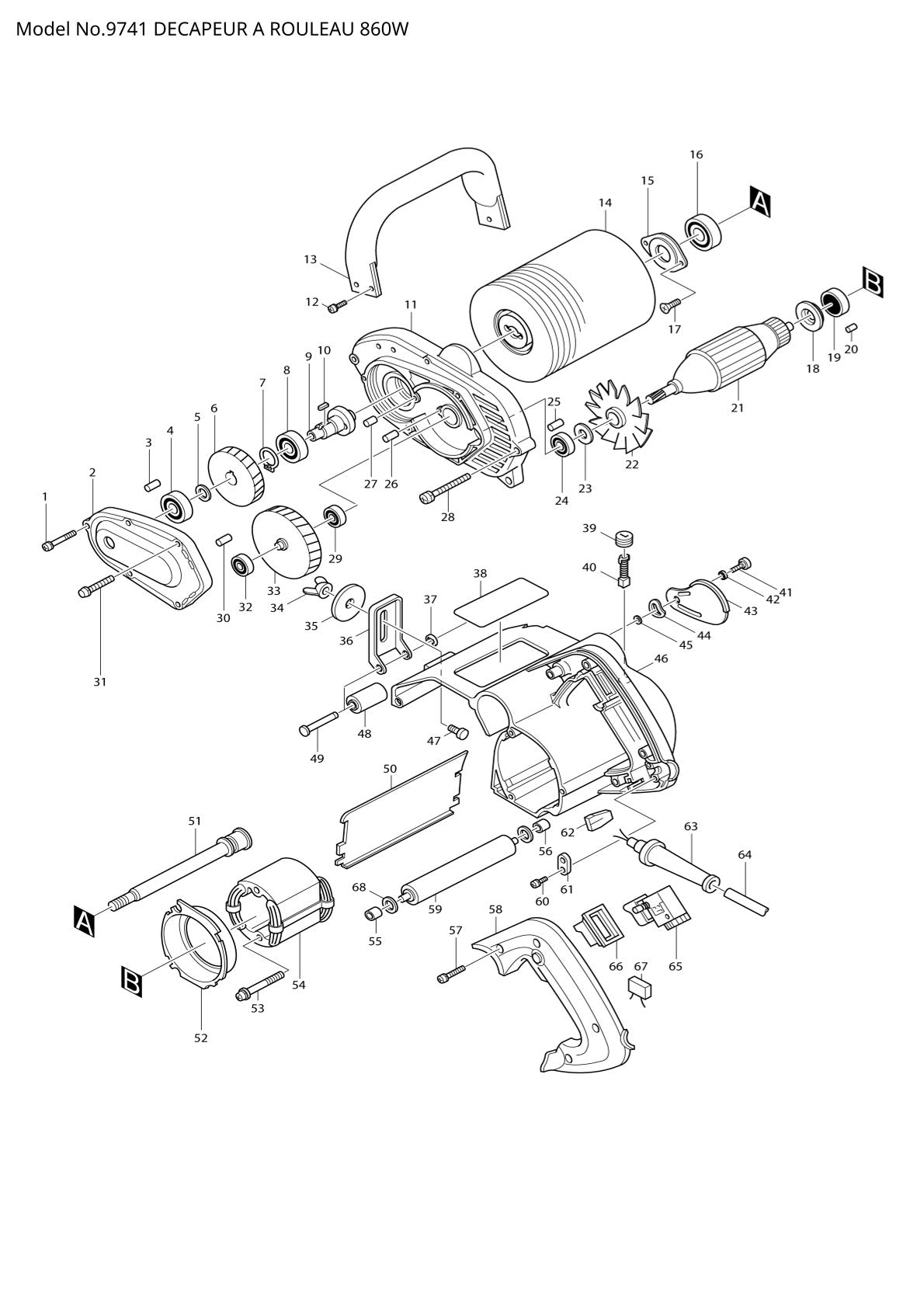 Vue éclatée Makita 9741 - page 1