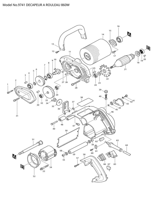 Vue éclatée Makita 9741 - page 1